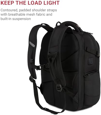 SwissGear Travel Tech Elite Laptop Backpack – Fits Laptops up to 16” – ScanSmart TSA-Friendly Backpack with USB Port, Shoe Compartment & Organizer Pockets – Black - Image 5