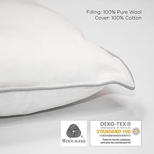 Woolino Toddler Pillow, Premium Breathable 100% Wool Fill & Cotton Cover Toddler Sleeping Pillow, Small Kids Travel Size, 14x19 - Image 5