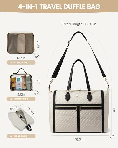 LOVEVOOK Travel Weekender 4-in-1 Duffle With Shoes Compartment, Carry On Overnight Bag, Toiletry Pouch & Wet Pocket, Large Tote for Women Labor Delivery Hospital - Image 2