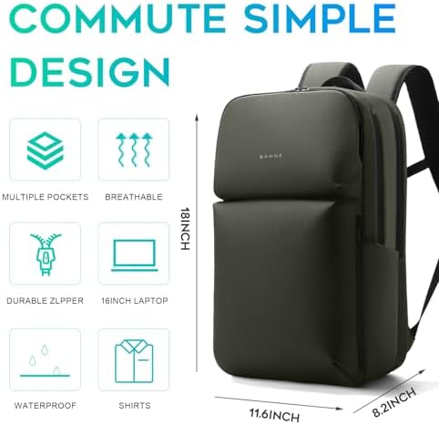 FUTURE AESTHETICS Smart Waterproof Travel Backpack Business Flight Approved Carry on Backpack for Men Women ,Large Capacity Laptop Backpack,Water Resistant Computer Backpack Fits 16 Inch Laptop(Green) - Image 4
