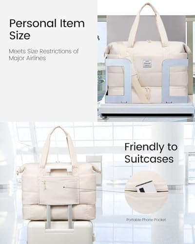 LOVEVOOK Travel Duffle Bag for Women, 3Pcs Puffer Large Weekender Overnight Bag with Shoe Compartment, Water Resistant Gym Duffel Bag, Carry on Bag for Hospital Delivery with Toiletry Organizer - Image 5