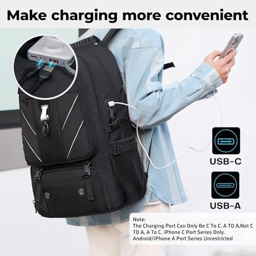 18.4 Inch Large Travel Backpack with Shoe Compartment,80L Water Resistant Anti Theft Backpacks with USB Charging Port,Carry on Flight Approved Laptop Bag Multiple Compartments,for Men Women - Image 7