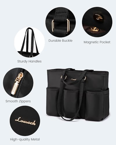 LOVEVOOK Laptop Tote Bag for Women Work, Teacher Tote Bag Nurse Bag With Large Cup Holder, Utility Professional Computer Bag For Work/Travel/College/Daily, Large Purse Handbag With Multi Pockets - Image 8