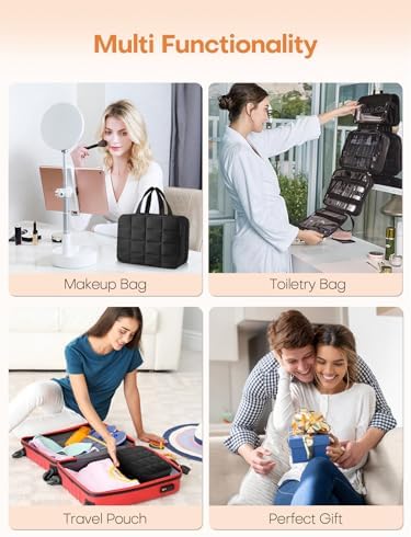 Travel Toiletry Bag with Separate Jewelry Organizer, Water-resistant Makeup Bag with Hanging Hook, Large Capacity Travel Organizer for Toiletries, Cosmetic, Vacation Accessories - Medium - Image 7