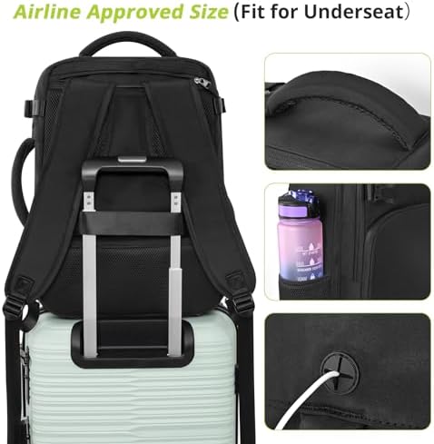Travel Backpack for Women Men,Travel Laptop Backpack w/USB Charging Port, Waterproof Travel Backpack Carry On Flight Approved,Weekender Business Hiking Bag,Laptop Backpack 15.6 inch - Image 3