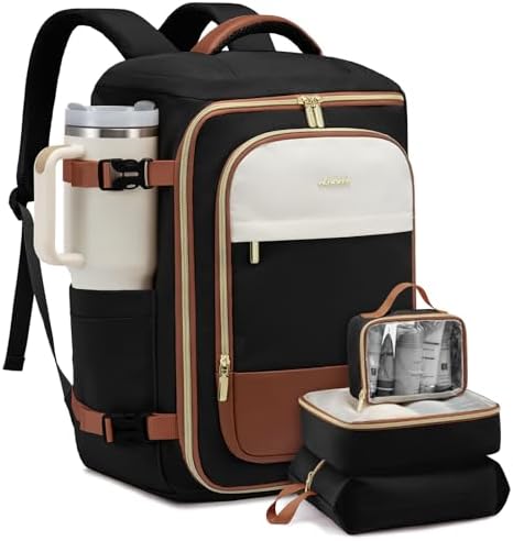 LOVEVOOK 40L Travel Backpack for Women, TSA Approved Carry On Backpack with 3 Packing Cubes, Personal Item Bag Fits 17" Laptop, Water-resistant Travel Carry On Bag for Women