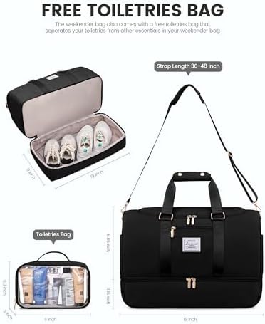 LOVEVOOK Gym bag for Women,Weekender Overnight Bag with Shoe Compartment, Personal Item Travel Duffle Bag with Toiletry Bags & Wet Pocket, Carry on Duffel Bags, Hospital Bag for Women Labor Delivery - Image 2