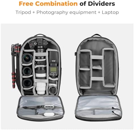 K&F Concept Camera Backpacks for Photographers Travel Bag for Tripod Camera Lence Accessory with laptop compartment and Rain Cover Waterproof Multi-Functional Camera Bags for Dslr Cameras - Image 2