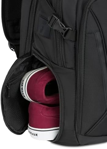 SwissGear Travel Tech Elite Laptop Backpack – Fits Laptops up to 16” – ScanSmart TSA-Friendly Backpack with USB Port, Shoe Compartment & Organizer Pockets – Black - Image 7