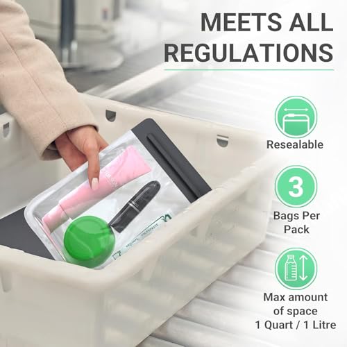 Ogato 3pcs - Clear TSA Approved Toiletry Bag - Our Quart Size Clear Toiletry Bags are Security Approved Worldwide for Liquids & Cosmetics - 100% 3-1-1 Compliant Travel Bags for Toiletries - Image 2
