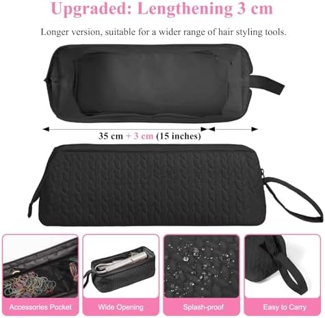 Hair Tools Travel Bag Case, Hair Accessories Organizer with Heat Resistant Mat, Flat Iron Curling Iron Travel Case for Shark Flex Style, Silicone Heat Mat for Hair Tools, Hot Tools Travel Bag (Black) - Image 4