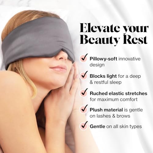 Kitsch Satin Sleep Mask - Eye Mask for Sleep, Softer Than Silk Satin Sleeping Mask Blindfold and Sleep Masks for Women and Men, Eye Care Travel Essentials - Charcoal Black - Image 4