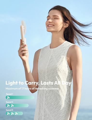 Aecooly Slim Portable Fan, Thin Handheld Fan, USB Rechargeable Mini Personal [17H Max Cooling Time], Battery Powered Small Foldable Pocket for Travel, Summer, Gifts for Women, Girls -Beige - Image 4