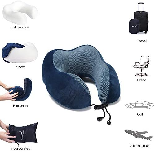 Travel Pillow, Best Memory Foam Neck Pillow Head Support Soft Pillow for Sleeping Rest, Airplane Car & Home Use (Dark Blue) - Image 6