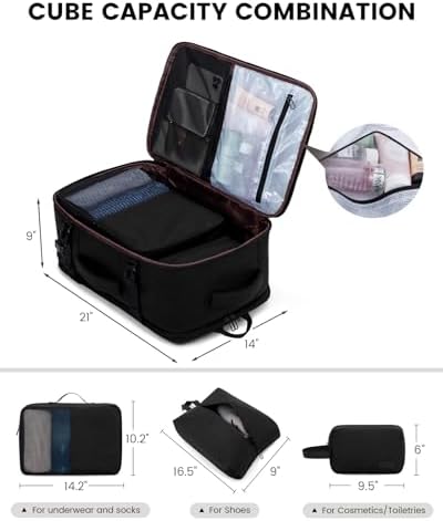 LOVEVOOK Carry on Travel Backpack, Large 50L for Men & Women Flight Approved with USB Charging Port&3 Packing Cubes, Large Suitcase Water Resistant Luggage Daypack Business Weekender Bag, Black - Image 3