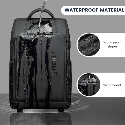 Rolling Backpack, Waterproof Backpack with Wheels for Business Commuter, Carry on Backpack with Laptop Compartment, Fit 15.6/18 Inch Laptop, Wheeled Backpack for Adults (Black) - Image 3