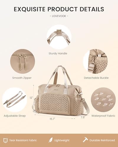 LOVEVOOK Travel Duffle Bag Gym Bag, Quilted Weekender Bags for Women Overnight Bag, Hospital Bag for Women Labor Delivery, Personal Item Travel Carry on Bag for Airplanes - Image 7