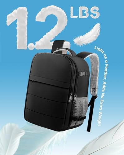 HOTOR Travel Backpack - Flight Approved Travel Bag for Men and Women, Carry on Luggage for 15.6" Laptop and Travel Essentials for Work, Business, Weekender, College 11.8"x7.9"x17.3" (Black) - Image 8