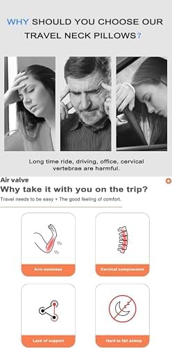 Inflatable Travel Pillow,U-Shaped JYSW Portable Airplane Pillow Multifunctional Neck and Head Support Lap Pillow for Airplanes Trains Buses and Office Napping with Eye Mask, Earplugs, Grey - Image 7