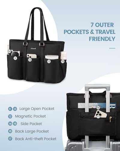 LOVEVOOK Laptop Tote Bag for Women Work, Teacher Tote Bag Nurse Bag With Large Cup Holder, Utility Professional Computer Bag For Work/Travel/College/Daily, Large Purse Handbag With Multi Pockets - Image 3