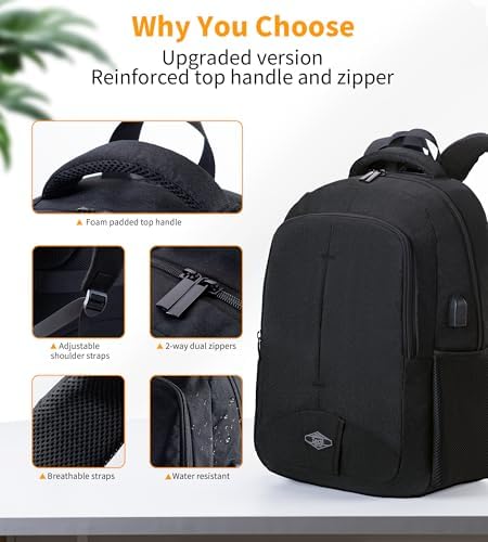 Zecti Travel Laptop Backpack for Men Women Durable Carry on Backpack for Work, Travel, College Backpack with USB Charging Hole, Water Resistant, Large Capacity - Image 5