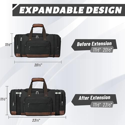 Duffle Bag for Travel,Overnight Weekend Gym Carry On Luggage Bag, 50L Travel Duffel Bag for Men Women, Expandable Spacious Travel Duffel Bag, Black - Image 3