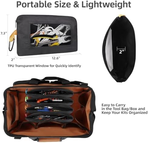 4 PCS Clear Tool Pouches with Zipper and Belt Clip, Water Proof Small Tool Pouch Bag Oxford Small Tool Bags for Tools, cosmetic, Travel Accessories, Stationery - Image 2