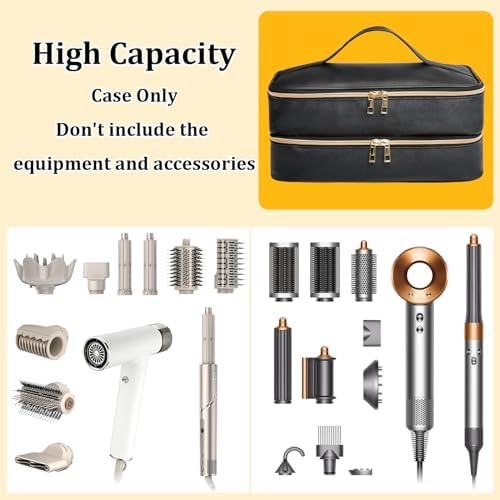 Travel Carrying Case for Shark Flex Style, Double Layer Storage Case for Shark SpeedStyle Hair Dryer Attachments, Waterproof PU Leather Organizer Bag for Shark Flexstyle Airwrap Styler (Black) - Image 5