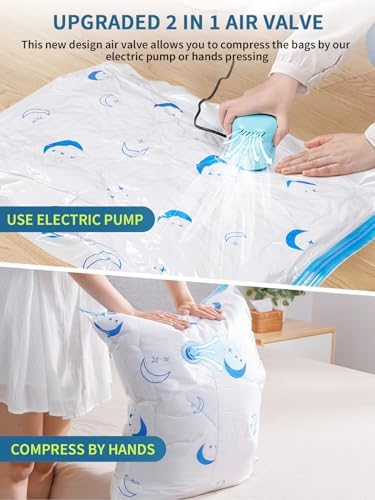 Vacuum Storage Bags with Electric Air Pump, 25 Pack (5 Jumbo, 5 Large, 5 Medium, 5 Small, 5 Roll Up Bags) Space Saver Bag for Clothes, Mattress, Blanket, Duvets, Pillows, Comforters,Travel, Moving - Image 3