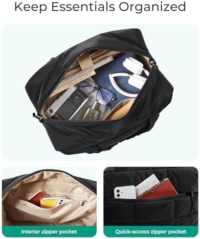 BAGSMART Gym Bag for Women, Carry on Travel Duffel Bag, Water-resistant Weekender with Shoe Compartment, Black - Image 4