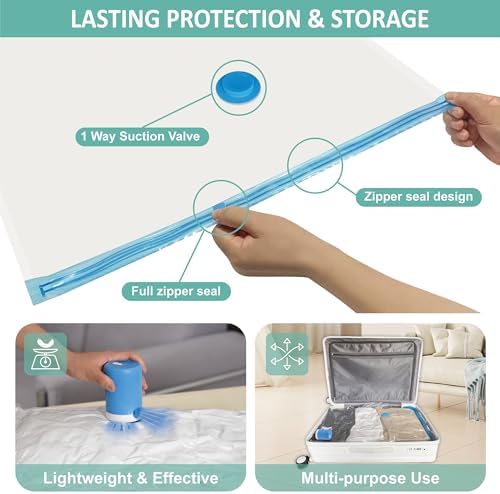 Travel Vacuum Bags with Electric Pump, 8 Pack Vacuum Travel Bags for Luggage and Suitcase, Vacuum Seal Space Saver Compression for Clothes Clothing - Image 6