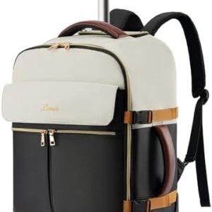LOUEO Travel Rolling Backpack for Women with Wheels, 17 Inch Wheeled Carry on Luggage for Adults