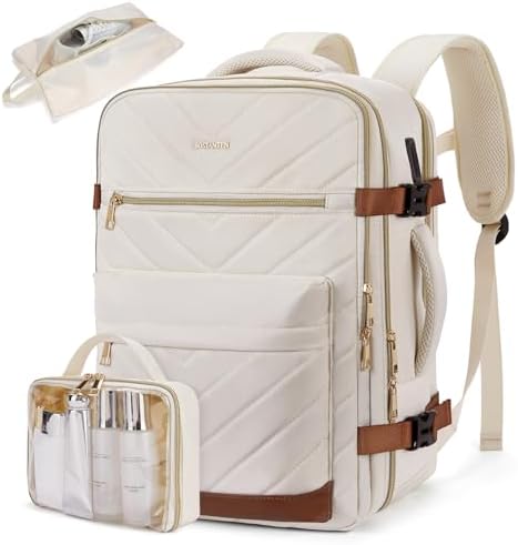 BOSTANTEN Travel Backpack For Women, TSA Carry On Backpack for Airplanes, Personal Item Backpack Fits 15.6 Inch Laptop with USB&Type-C Charging Port, Weekender Overnight Daypack with 2 Packing Cubes