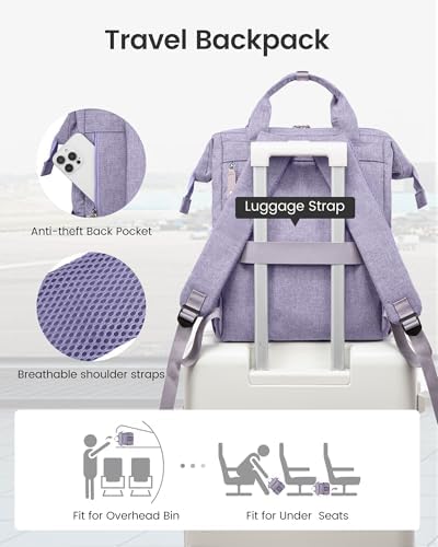 LOVEVOOK Laptop Backpack for Women, 15.6 Inch Teacher Nurse Bag Work Travel Computer Backpacks Purse, College Bookbag for School, Water Resistant Daypack, 15.6 inch - Image 4