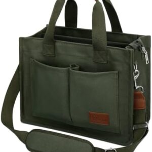 KKXIU Large Canvas Tote Bag for Women with Zipper and Compartments Crossbody Work Bible Messenger Purse Bag With Pockets