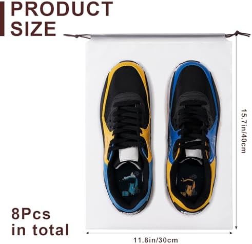 Hoewina Transparent Shoe Bags for Travel with Rope 8PCS Large Clear Shoe Bag Storage 11.8in X 15.7in Portable Travel Shoe Bags for Men and Women - Image 3