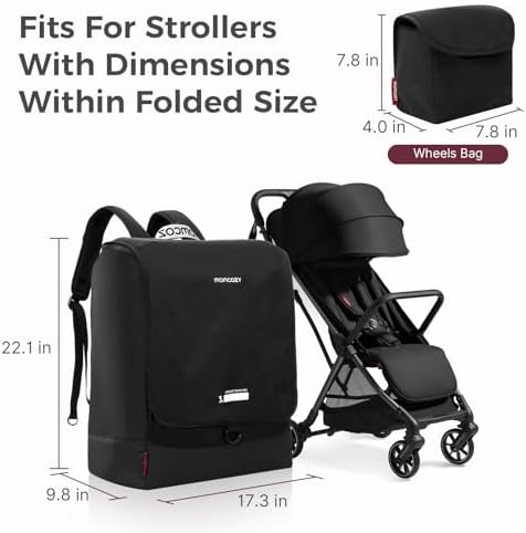 Momcozy Stroller Travel Bag for Airplane | Suit ClickGo Stroller | Compatible with Strollers Folded Dimensions of 22.1 X 17.3 X 9.8 Inch | Fit Most Major Brand | Hand-held & Back-carrying - Image 2