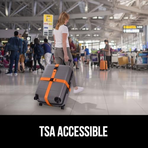 GORILLA GRIP Heavy Duty Adjustable Luggage Straps for Suitcases, Easy to Identify Travel Belt Connector Holds Suitcase Together, Extends Life of Bag, Strap Connects Two Bags, Accessories 2 Pack Orange - Image 9