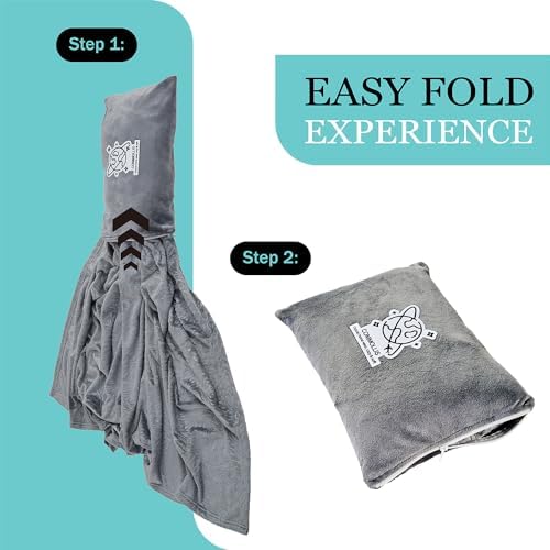 Commollis 2-in-1 Travel Blanket & Pillow for Airplane, Car, Train - Warm Compact Flight Blanket with Luggage Strap & Backpack Clip, Machine Washable, All-Season Use - Image 3