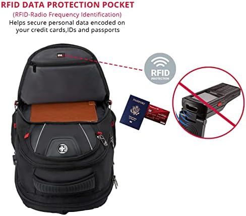 Swissdigital Design Travel Backpack for men, TSA Friendly USB Charging RFID Protection Business Backpack Fits 15.6" Laptops Black | J14-BR - Image 4
