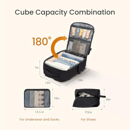 LOVEVOOK Travel Carry on Backpack for Men Women,Expandable 40L Extra Large Travel Laptop Backpack,Water Resistant Durable TSA Airline Approved Business College Carry on Bag Fit 17 Inch Computer,3 Pcs - Image 3