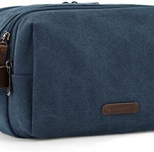 BAGSMART Toiletry Bag for Men, Canvas Travel Toiletry Organizer Dopp Kit Water-resistant Shaving Bag for Toiletries Accessories,Navy Blue-Medium