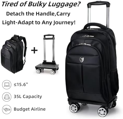 35L Multi-Scene Detachable Handle Travel Rolling Backpack Airline Approved,360° Rotating Fit 15.6 Inch Laptop College Backpack With 4 Wheels,Carry on Luggage - Image 6