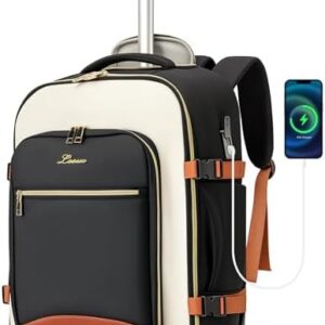 Carry On Backpack with Wheels for Adults, Airline Approved Rolling Backpack for Women, Foldable Bottom Travel Laptop Backpack