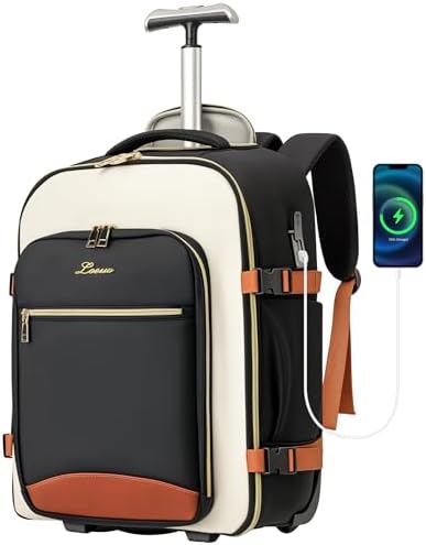 Carry On Backpack with Wheels for Adults, Airline Approved Rolling Backpack for Women, Foldable Bottom Travel Laptop Backpack