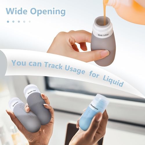 18 Pcs Travel Size Toiletries Set,Leak Proof Squeezable Silicone Travel Bottles for Shampoo and Conditioner,TSA Approved Travel Essentials Accessories,Black Pack - Image 3