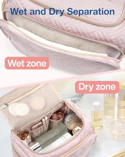 BAGSMART Travel Toiletry Bag, Large Wide-open Travel Bag for Toiletries, Makeup Cosmetic Travel Bag with Handle - Image 2