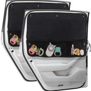Car Sun Shade Side Window, 2 Pcs Blackout Car Window Shade for Baby Privacy with Storage Net Pockets Car Curtains 7 Suction Cups for Heat/UV Protection Sun Block Covers