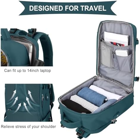 coowoz Large Travel Backpack For Women Men,Carry On Backpack,Hiking Backpack Waterproof Outdoor Sports Rucksack Casual Daypack Travel Essentials(Peacock Blue) - Image 6