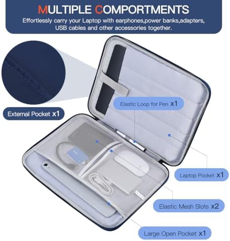 Laptop Carrying Sleeve Compatible with Apple MacBook Air 15 inch M4 M3 M2 chip A3241 A3114 A2941 2025-2023,15" Microsoft Surface Laptop 6/5/4/3 Protective Case, Computer Waterproof Traveling Bag- Blue - Image 4